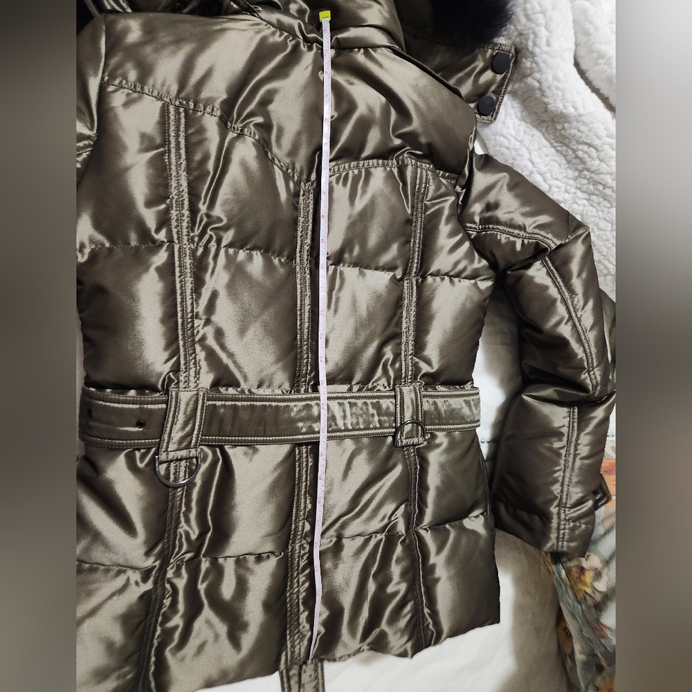 Women's Metallic Jacket with Fur Trim - Picture 16 of 16